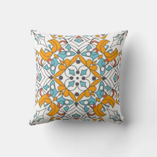 ANDALUSIAN AESTHETICS, yellow mosaic Throw Pillow