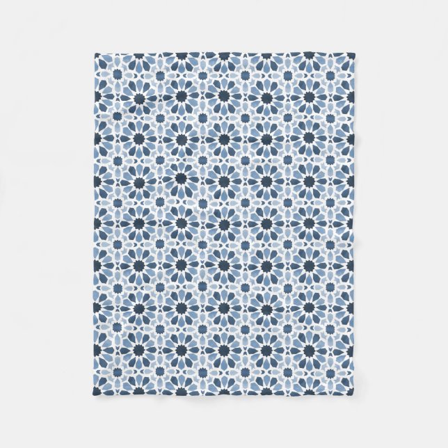 Andalusian Echoes: Boho Moroccan Geometry Fleece Blanket (Front)