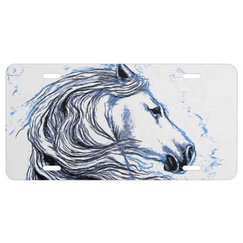 Andalusian Horse Blue License Plate