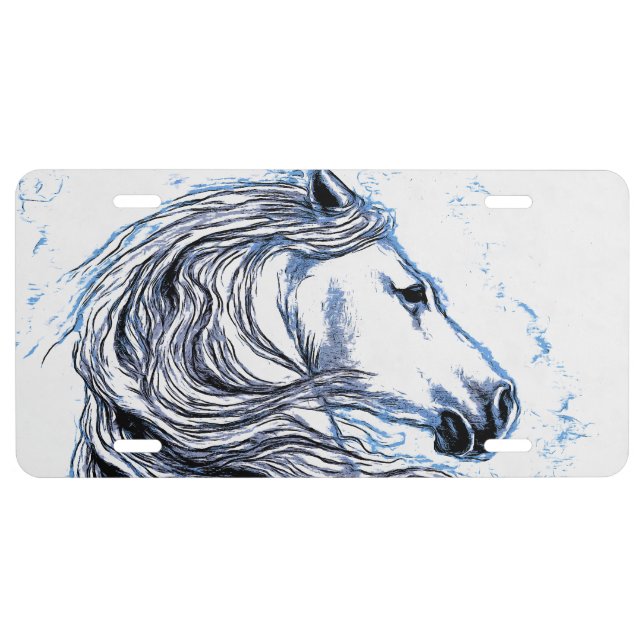 Andalusian Horse Blue License Plate (Front)