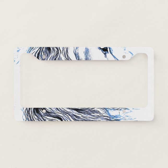 Andalusian Horse Blue License Plate Frame (Front)