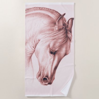 Andalusian Horse Drawing Beach Towel