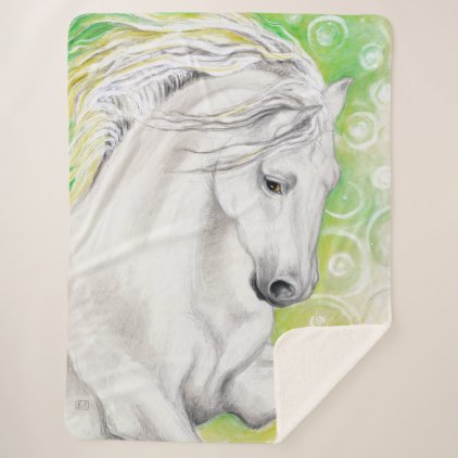 Andalusian Horse In Green Sherpa Blanket