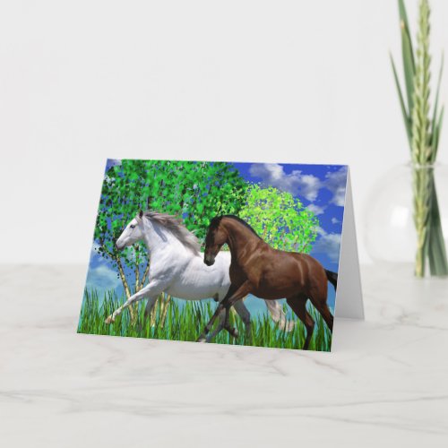 ANDALUSIAN HORSES RUNNING Greeting Card