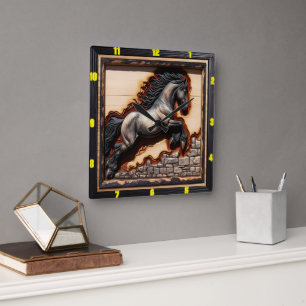 Andalusian Leap: Art, Time, Style, Freedom Square Wall Clock