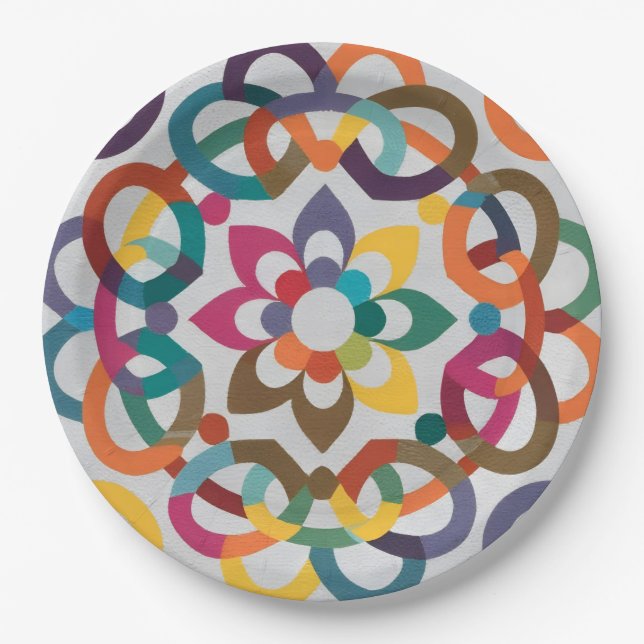 Andalusian-Moroccan mosaics Paper Plates (Front)