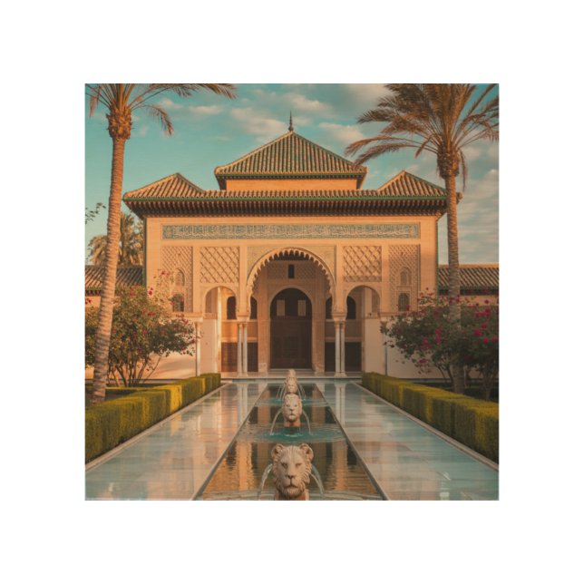 Andalusian Oasis: The Islamic place  Garden  Wood Wall Art (Front)