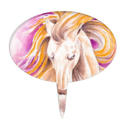 Andalusian Palomino purple watercolor Cake Topper