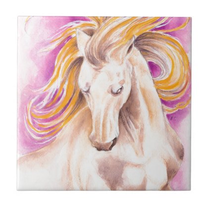 Andalusian Palomino purple watercolor Ceramic Tile