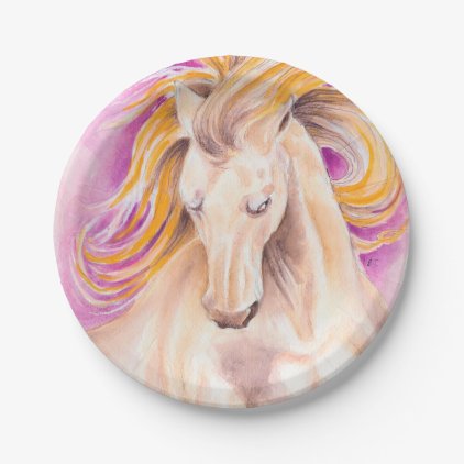 Andalusian Palomino purple watercolor Paper Plate