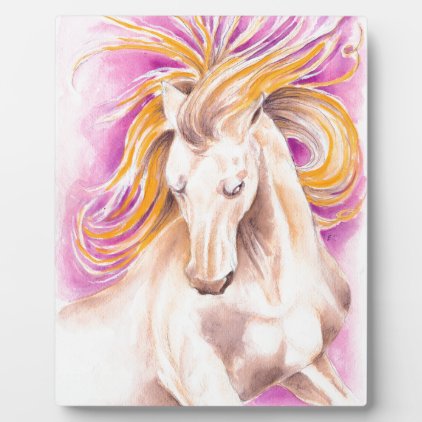 Andalusian Palomino purple watercolor Plaque