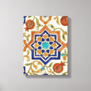Andalusian Pomegranate & Blue Star Canvas Print