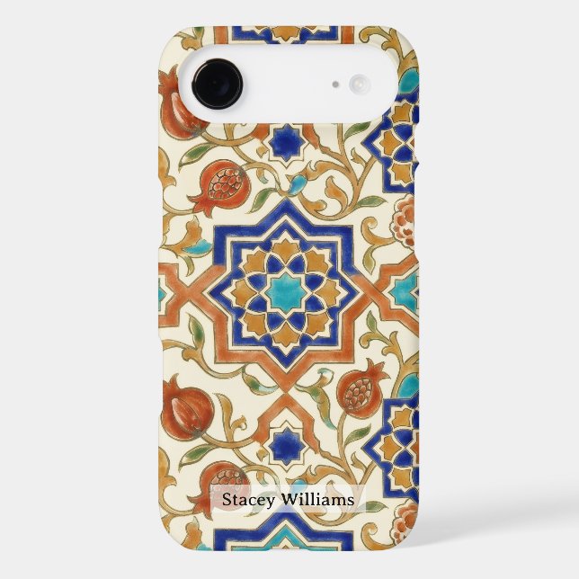 Andalusian Pomegranate Blue Star Tile  Case-Mate iPhone Case (Back)