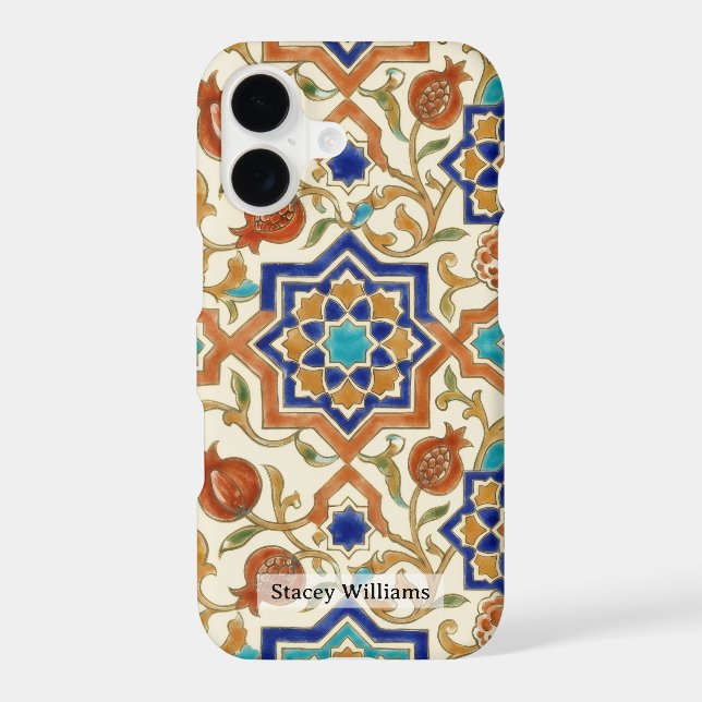 Andalusian Pomegranate Blue Star Tile  Case-Mate iPhone Case (Back)