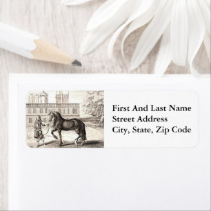 Andalusian PRE Horse – Vintage Spanish Engraving Label