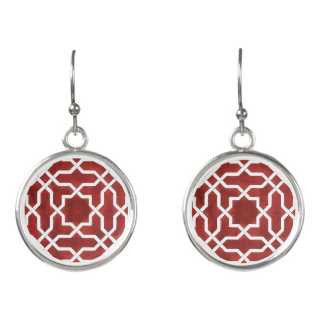 Andalusian red mosaic ALHAMBRA Earrings (Front)