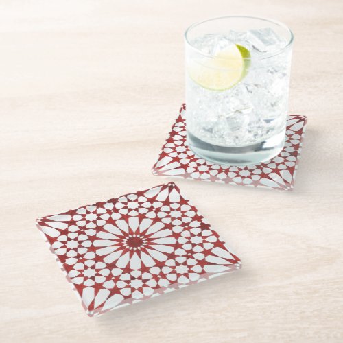 Andalusian red mosaic ALHAMBRA Glass Coaster