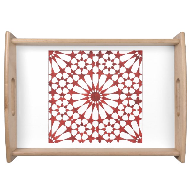 Andalusian red mosaic ALHAMBRA Serving Tray (Front)