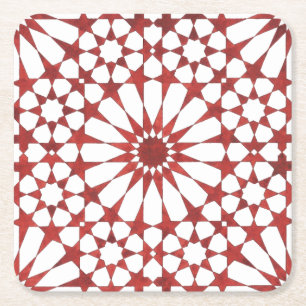 Andalusian red mosaic ALHAMBRA Square Paper Coaster