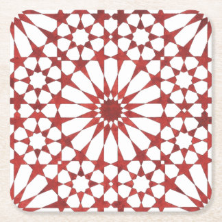 Andalusian red mosaic ALHAMBRA Square Paper Coaster