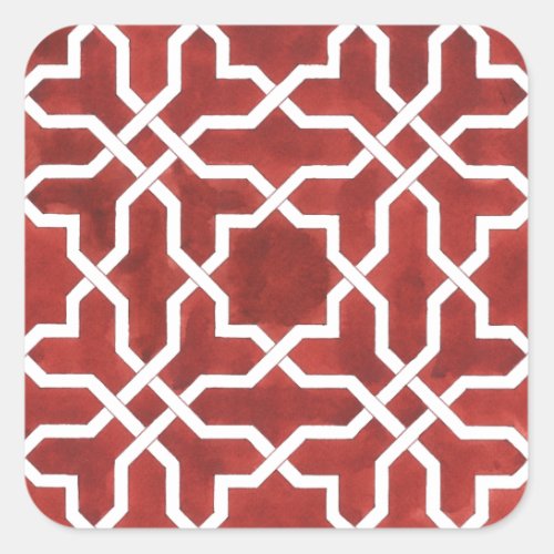 Andalusian red mosaic ALHAMBRA Square Sticker