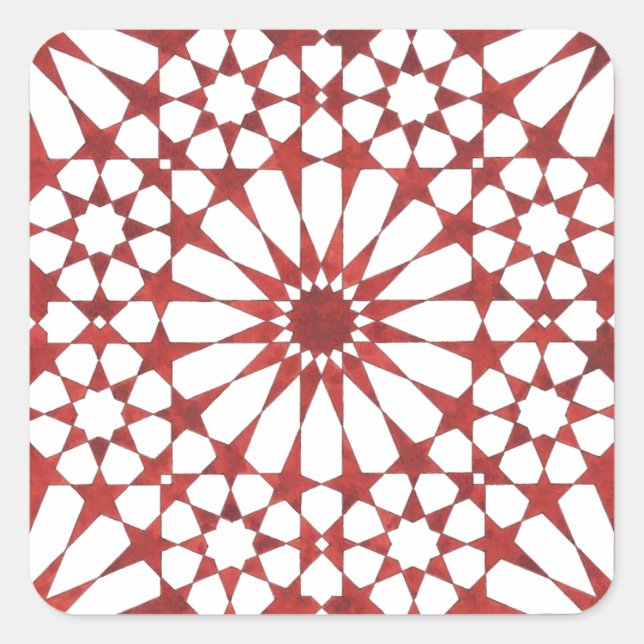 Andalusian red mosaic ALHAMBRA Square Sticker (Front)