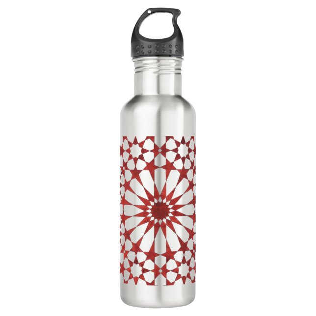 Andalusian red mosaic ALHAMBRA Stainless Steel Water Bottle (Front)