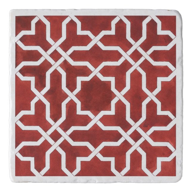 Andalusian red mosaic ALHAMBRA Trivet (Front)