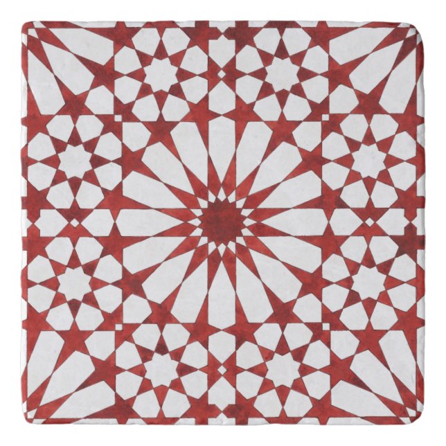 Andalusian red mosaic ALHAMBRA Trivet (Front)