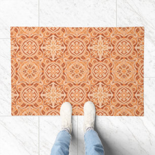 Andalusian Star Pattern in Peach and Terracotta Doormat