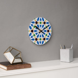 Andalusian Tiles 10 (Real Alcazar, Seville) Round Clock