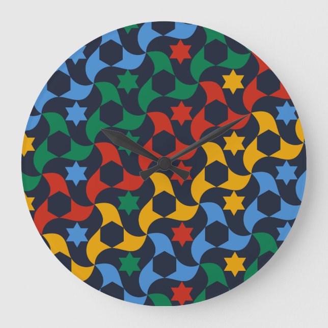 Andalusian Tiles 12 (Alhambra Palace, Granada) Large Clock (Front)