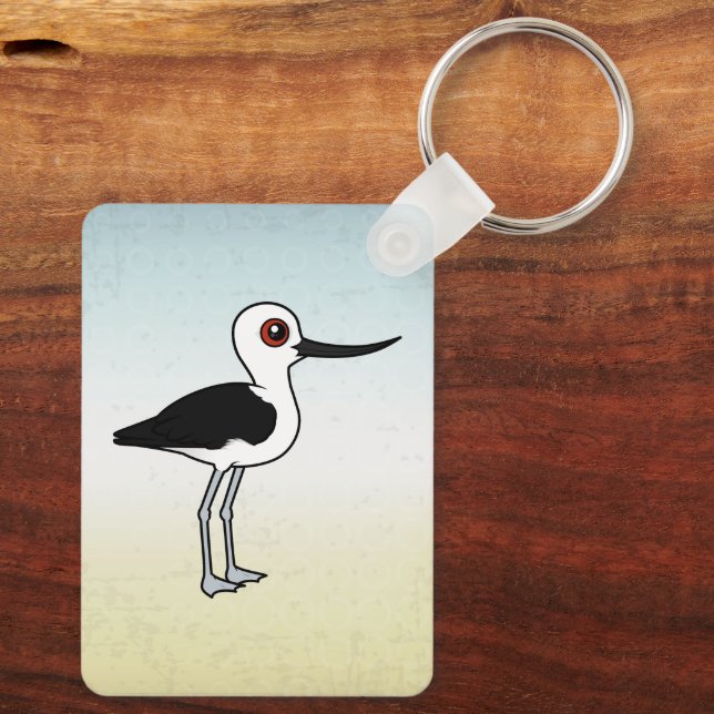 Andean Avocet Cute Birdorable Cartoon Bird Keychain (Back)