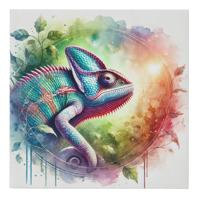 Andean Chameleon 280824AREF145 - Watercolor Faux Canvas Print (Front)