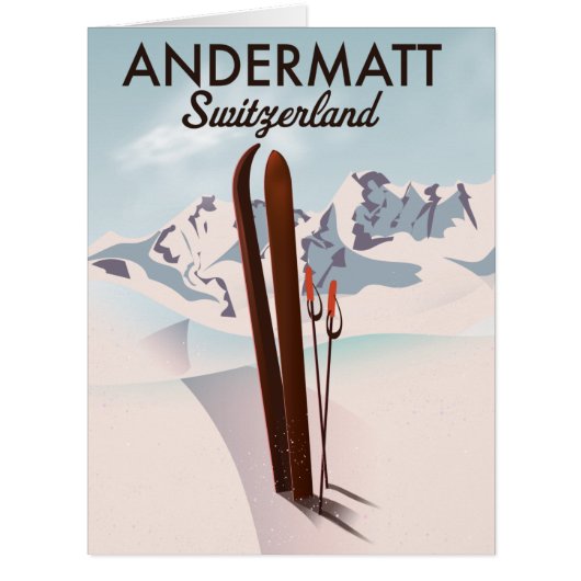 Andermatt Switzerland ski poster travel print. (Front)
