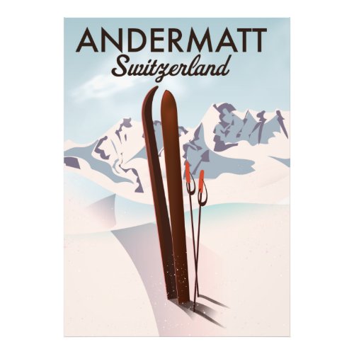 Andermatt Switzerland ski poster travel print