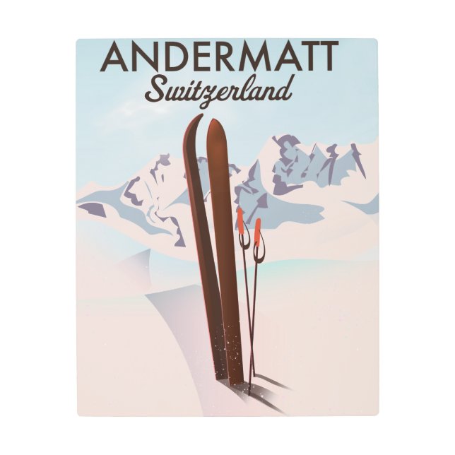 Andermatt Switzerland ski poster travel print. (Front)