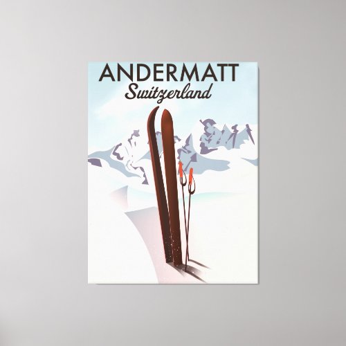 Andermatt Switzerland ski poster travel print Canvas Print