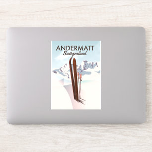 Andermatt Switzerland ski poster travel print. Sticker