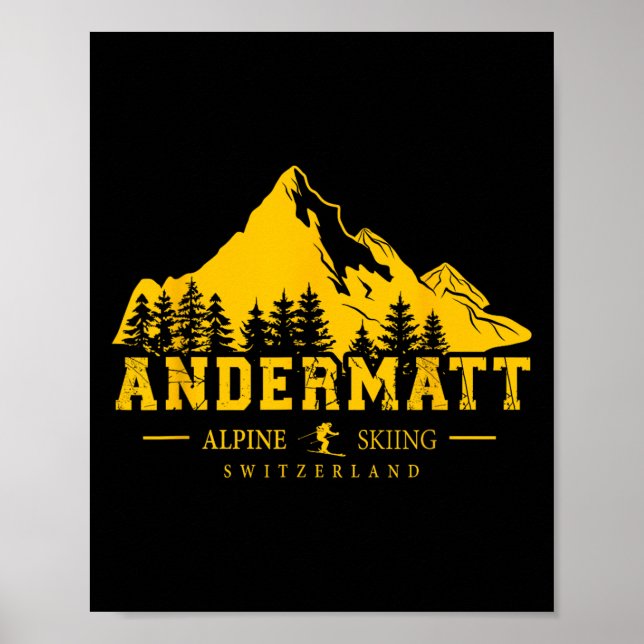 Andermatt Switzerland Ski Resort Alpine Skiing Swi Poster (Front)