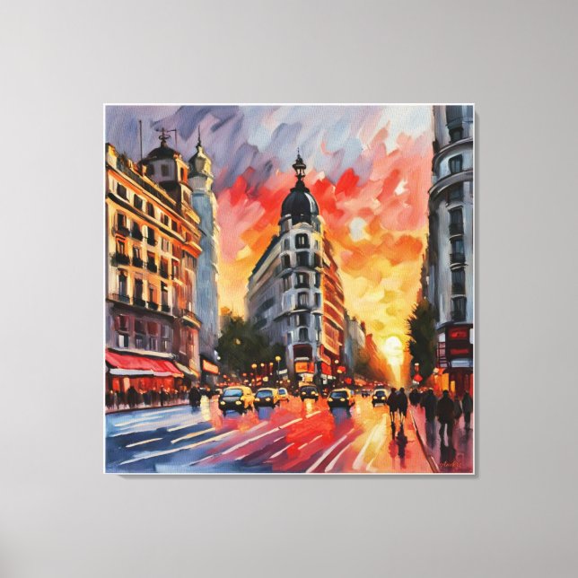 Anders Artistry* Sunset on Grand Via. Madrid,Spain Canvas Print (Front)