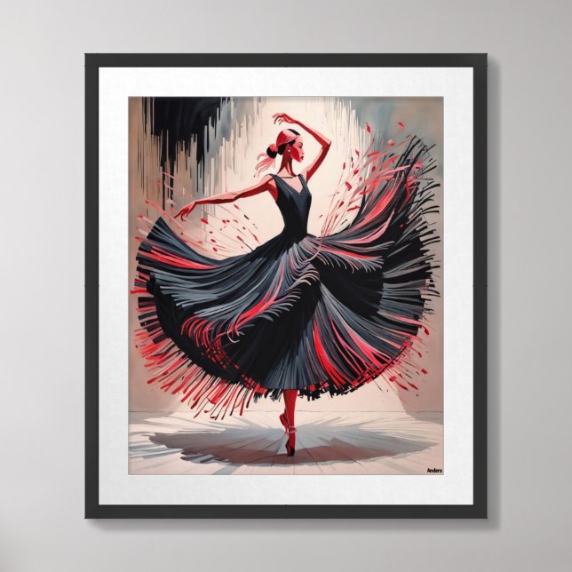 AndersArtistry *Ballerina Black n Red Framed Art (Framed Front)