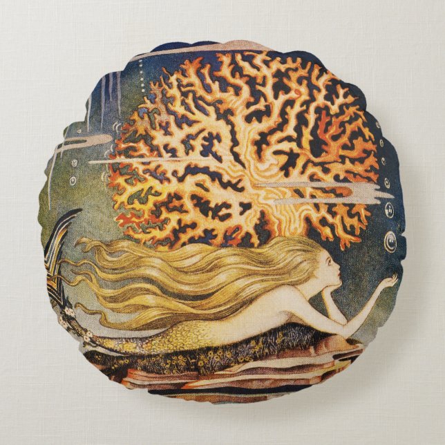Andersen: Little Mermaid Drawing Round Pillow (Front)