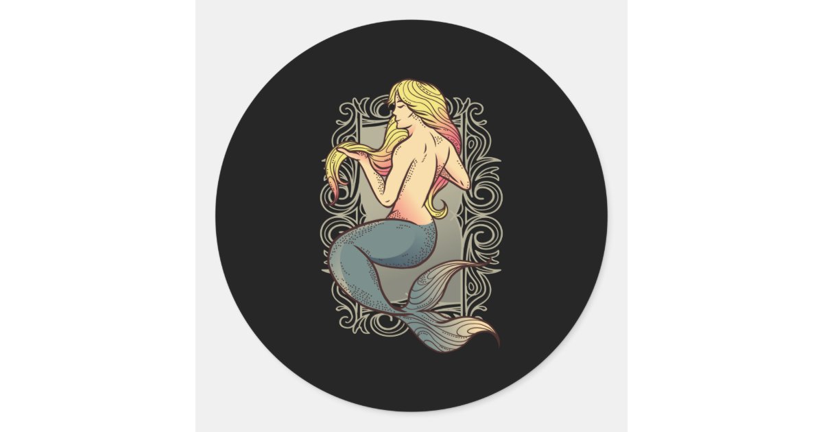 ANDERSEN LITTLE MERMAID NOUVEAU CLASSIC ROUND STICKER | Zazzle