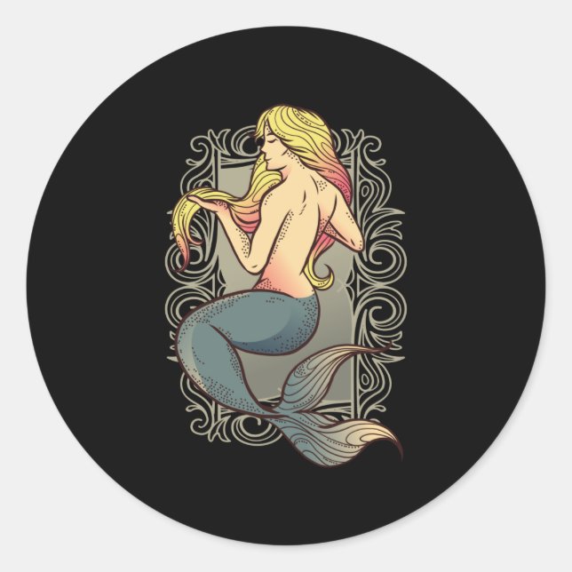 ANDERSEN LITTLE MERMAID NOUVEAU CLASSIC ROUND STICKER (Front)