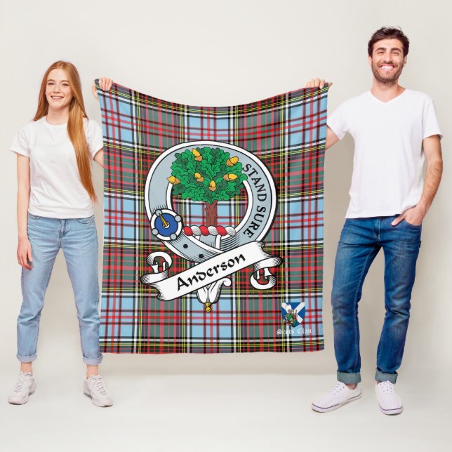 Anderson Ancient Clan Badge Scot Tartan Plaid Fleece Blanket (In Situ)