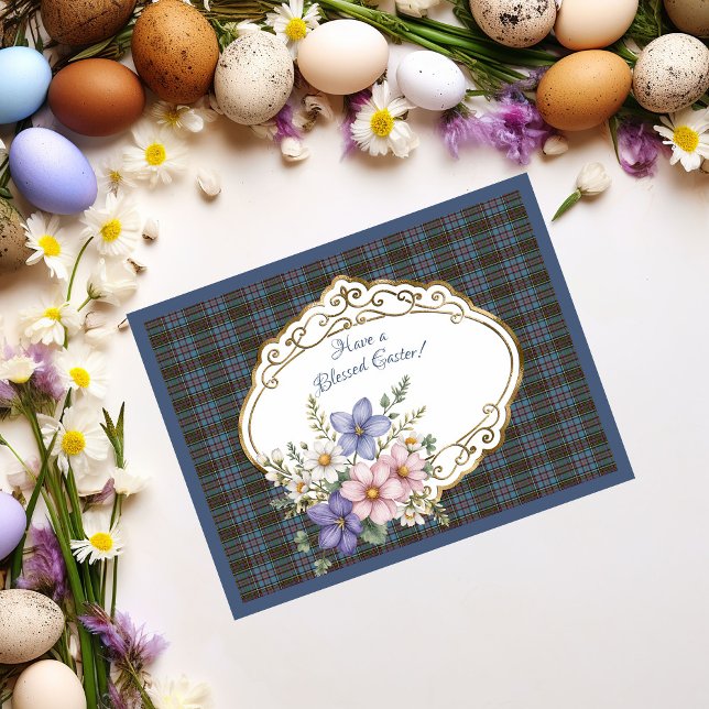 Anderson Ancient  Scottish Tartan Easter Floral Holiday Postcard (Creator Uploaded)