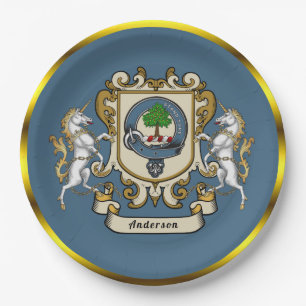 Anderson Clan Badge Blue Personalized  Paper Plate