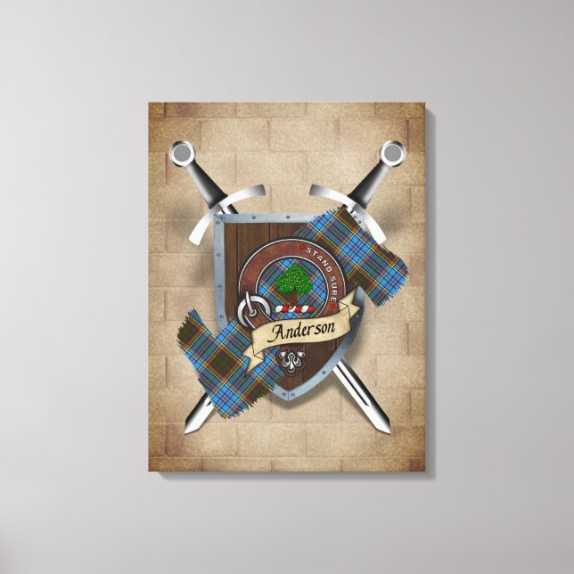 Anderson Clan Badge Crossed Swords Canvas Print (Front)