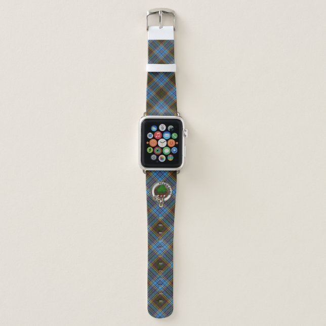 Anderson Clan Badge & Tartan Apple Watch Band (Front)